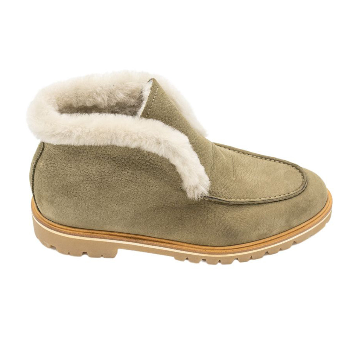 Ankle boots taupe lined with profile sole