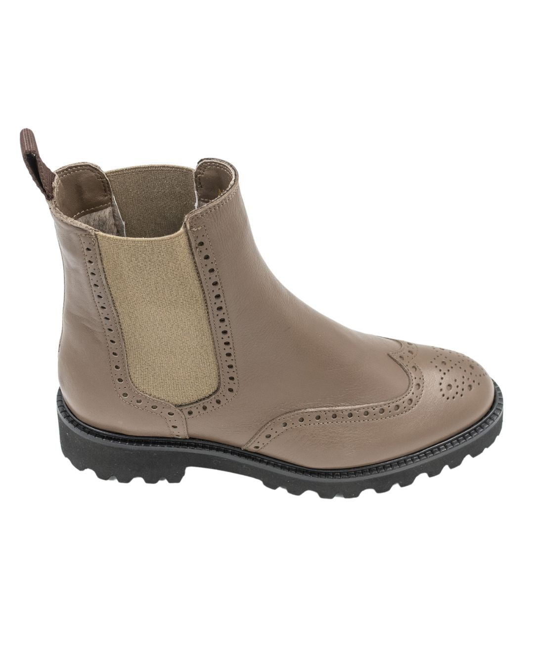 Taupe Budapester Stiefelette gefüttert