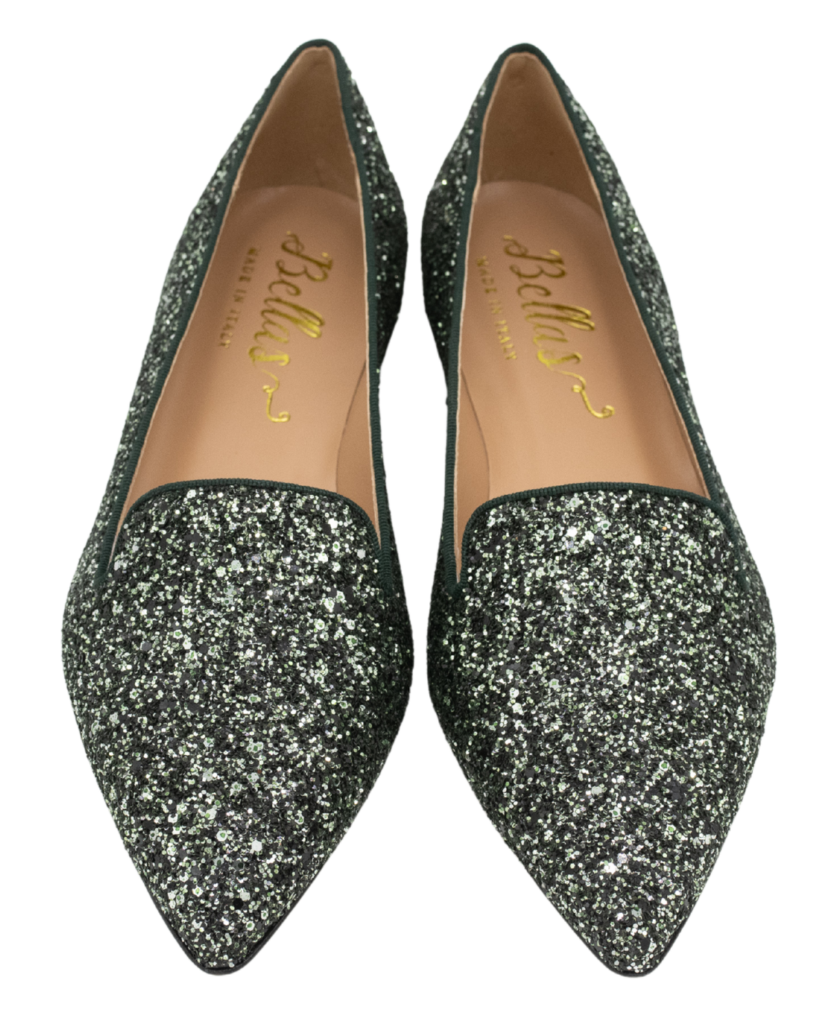 SHOOTINGSCHUH Verde Glitter Pointy Loafer 41