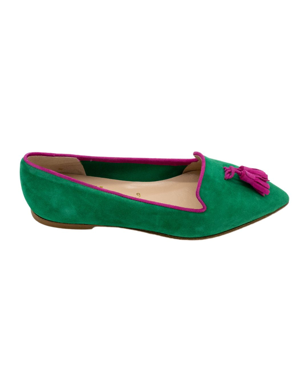 Verde Estivo-Fuxia Tasselloafer Pointy (short tassel)